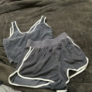 Grey and white cotton shorts and tank set #shortsandtank